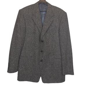Bill Kaiserman Men's Baby Alpaca & Silk Blazer Jacket Coat Sz 42L Gray Tweed